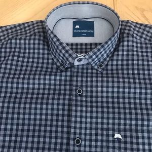 Frank Barrymore Men’s Long Sleeve Shirt L Blue 2 Toned Made in Greece